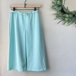 Vintage 70s Mint Green Belted Midi Skirt